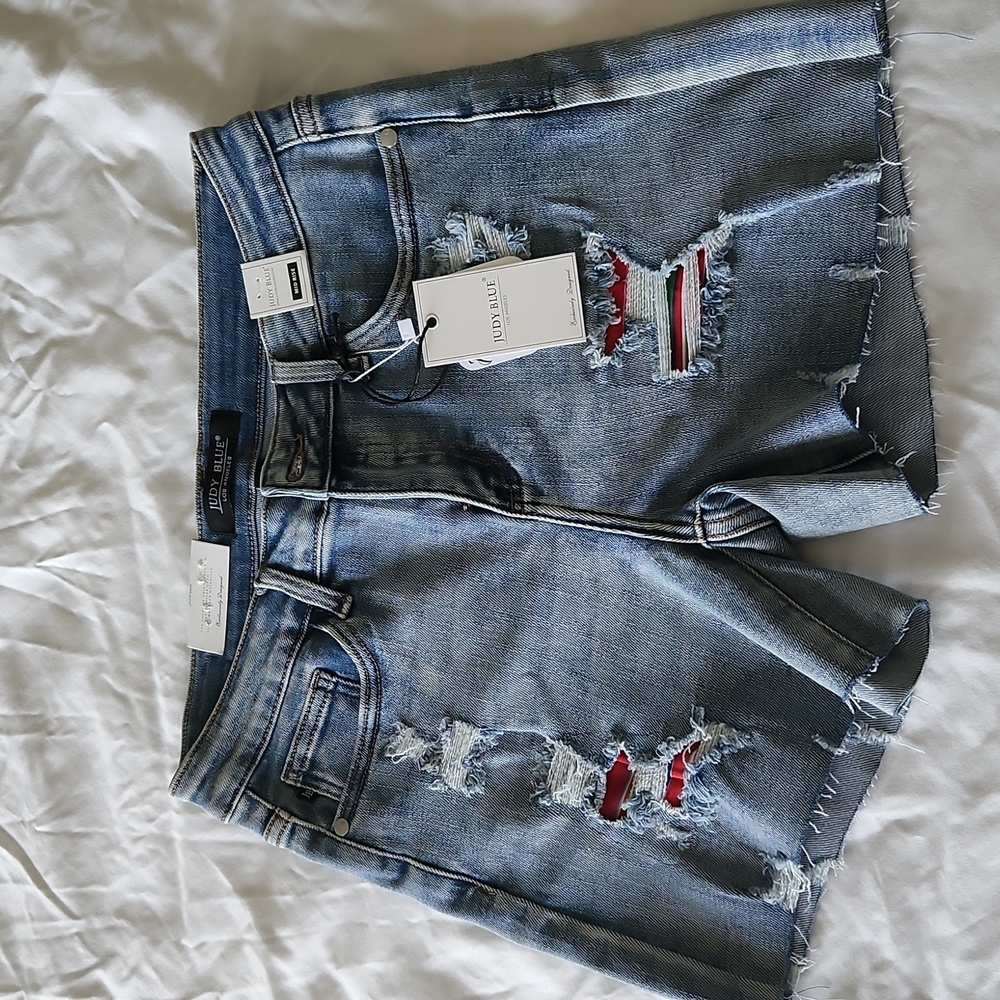 NWT Judy Blue serape patch shorts